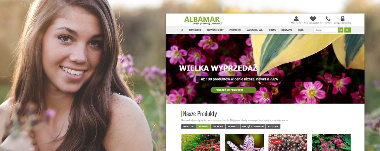 Slajd promocyjny wykonania sklepu internetowego Albamar.pl